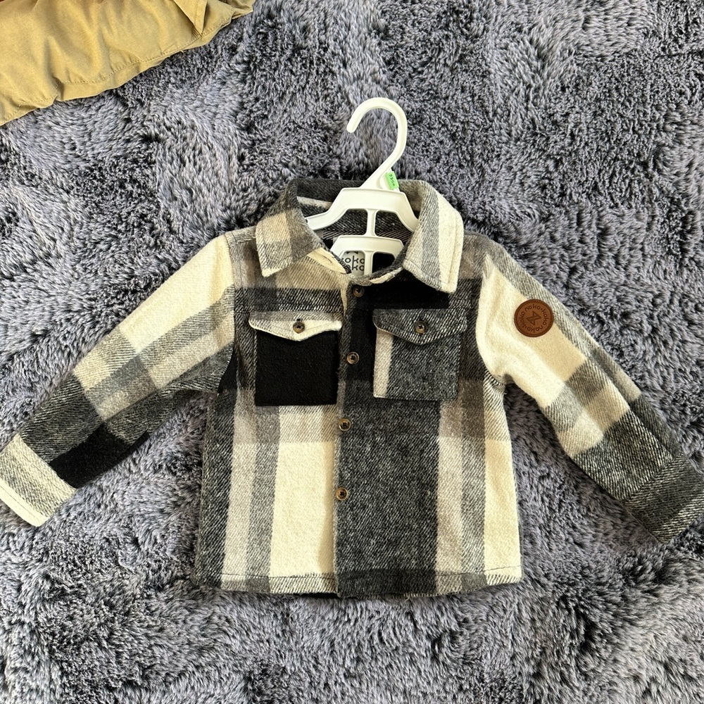 Plaid Kids Blazer - Black and Gray